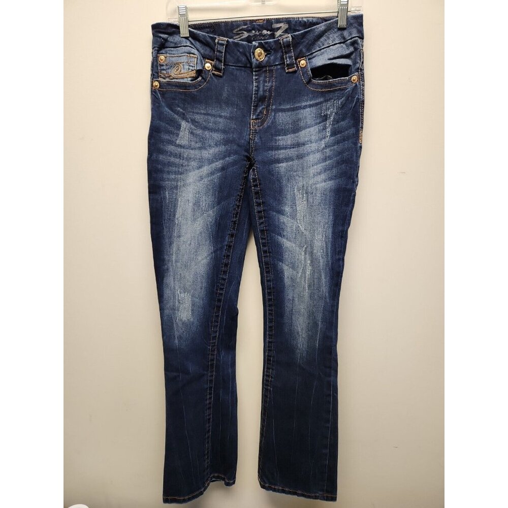 Seven 7 Jeans Designer Slim Bootcut Womens Size 8 Embroidered Pockets